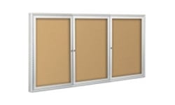 3-Door Outdoor Enclosed Cork Bulletin Boards
