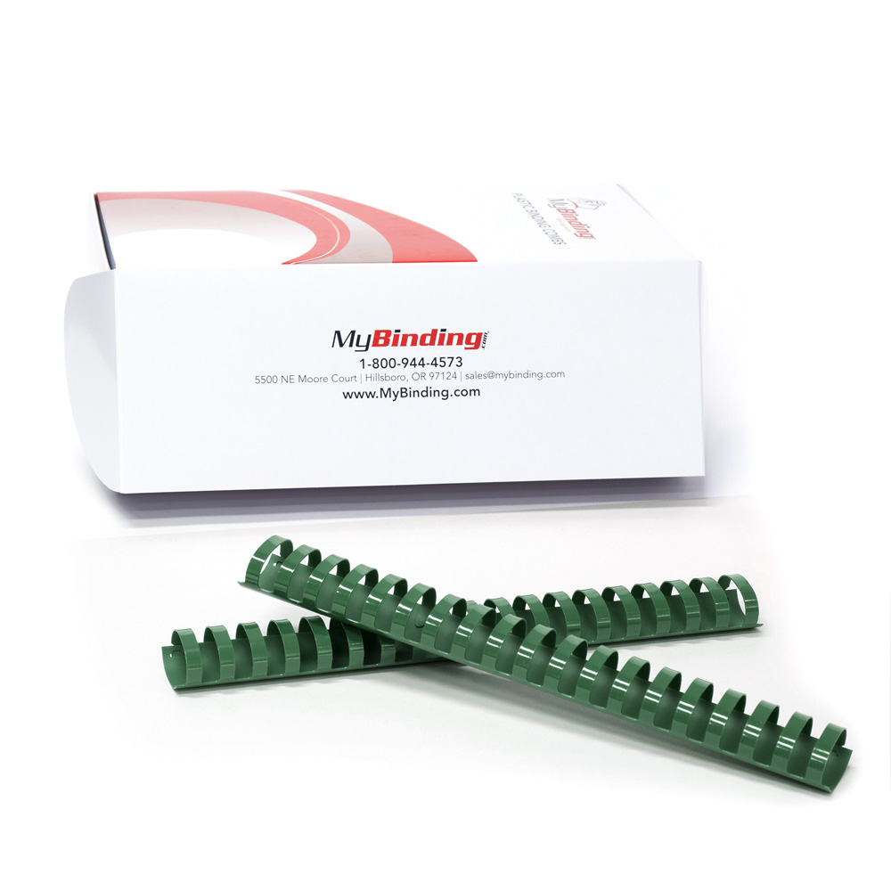 1-1/4" Hunter Green Plastic Binding Combs - 100pk (PC114FG)