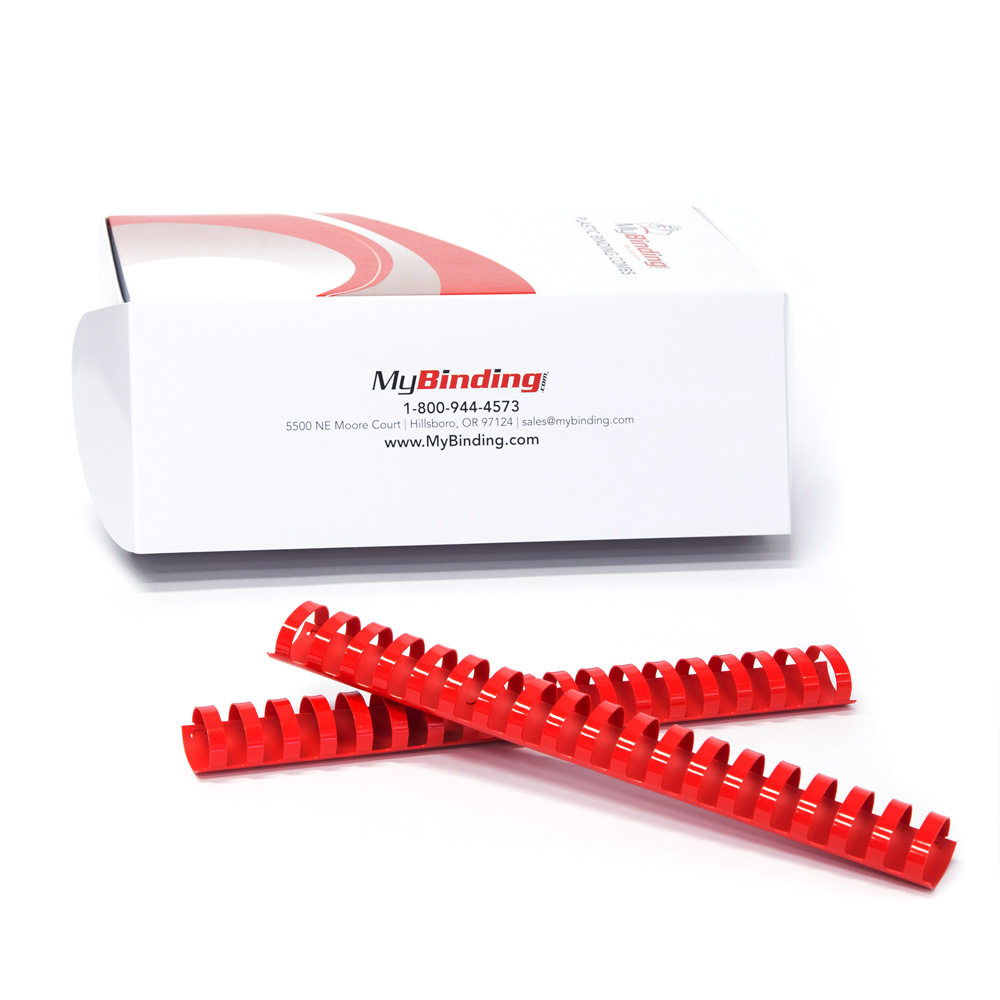 1-1/4" Red Plastic Binding Combs - 100pk (PC114RD) Image 1