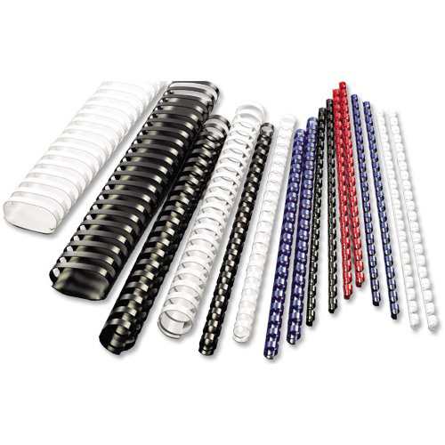 1-1/8" White 15 Ring Half Size Plastic Binding Combs - 100pk (PC118WHH), Binding Supplies Image 1