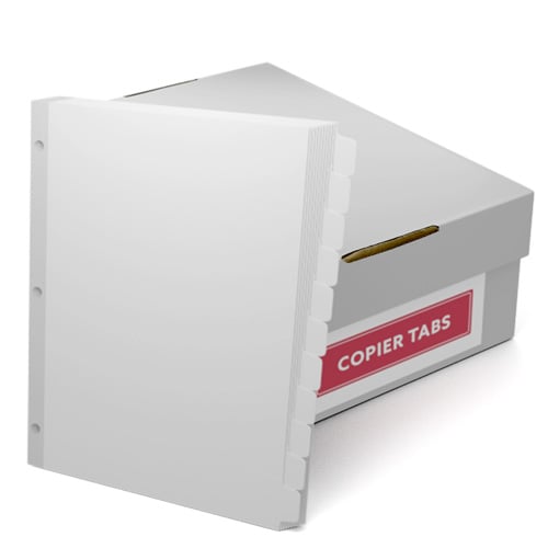 White Reverse Collated 1/11th Cut 90lb Plain Paper Copier Tabs with 3 Holes (B9011SR3HP) - $133.69 Image 1