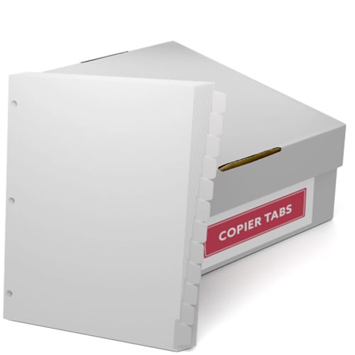White Reverse Collated 1/12th Cut 90lb Mylar Coated Copier Tabs with 3 Holes (XT12SR3HP) - $160.19 Image 1