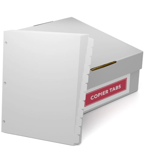 White Reverse Collated 1/12th Cut 90lb Plain Paper Copier Tabs with 3 Holes (B9012SR3HP) - $133.69 Image 1