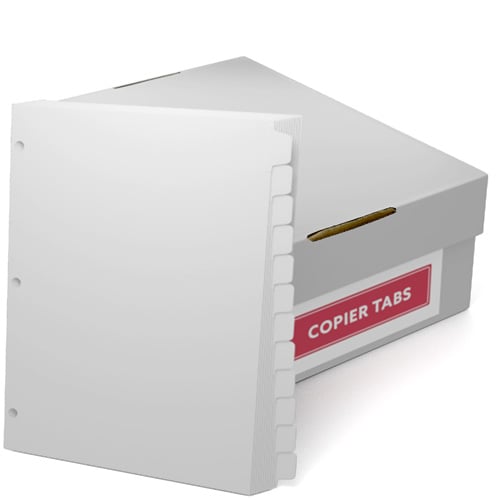 White Straight Collated 1/12th Cut 90lb Plain Paper Copier Tabs with 3 Holes (B9012RC3HP) - $146.99 Image 1