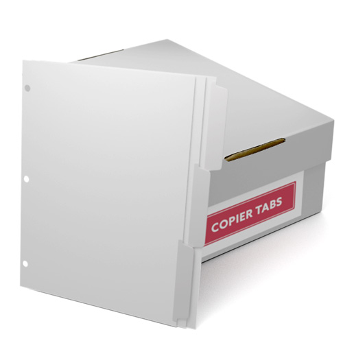 White Reverse Collated 1/3rd Cut 90lb Mylar Coated Copier Tabs with 3 Holes (XT3SR3HP) - $160.19 Image 1
