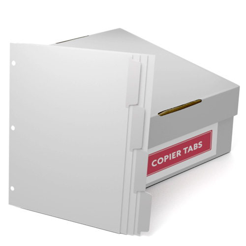White Straight Collated 1/4th Cut 110lb Mylar Coated Copier Tabs with 3 Holes (XT1104RC3HP) - $224.99 Image 1