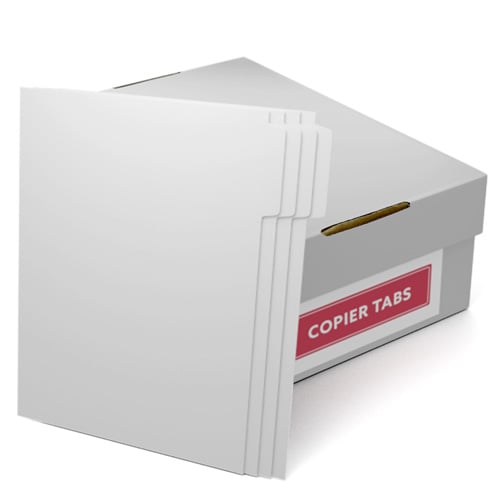 White Uncollated 1/4th Cut 110lb Plain Paper Copier Tabs - Pos 1 (B1104POS1) - $176.19 Image 1