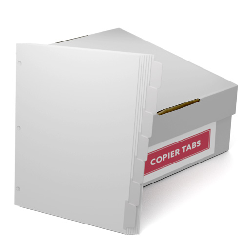 White Reverse Collated 1/7th Cut 90lb Mylar Coated Copier Tabs with 3 Holes (XT7SR3HP) - $160.19 Image 1