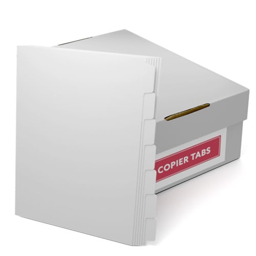 White Straight Collated 1/7th Cut 110lb Plain Paper Copier Tabs (B1107RC) - $176.19 Image 1