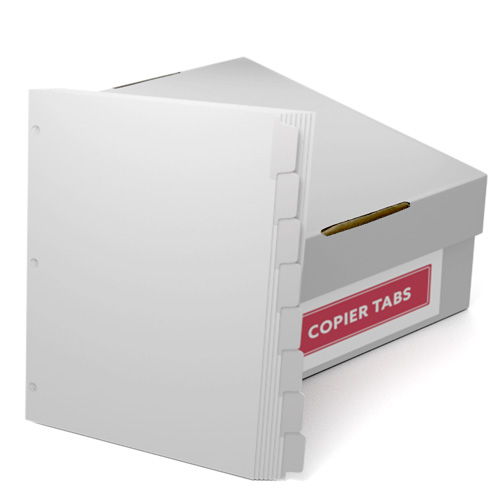 White Straight Collated 1/8th Cut 110lb Mylar Coated Copier Tabs with 3 Holes (XT1108RC3HP) - $224.99 Image 1