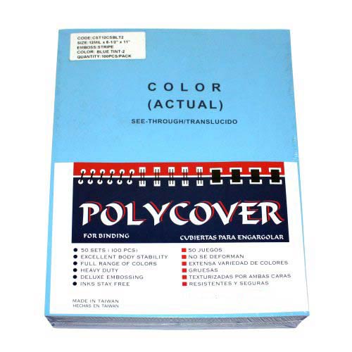 12mil Stripe Transparent Blue Poly 8.5" x 11" Covers (100pk) (AKCST12CSBLT2) Image 1