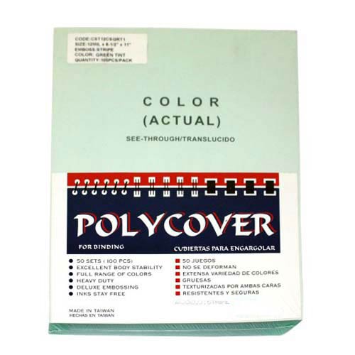 12mil Stripe Transparent Green Poly 8.5" x 11" Covers (100pk) (AKCST12CSGRT1) Image 1