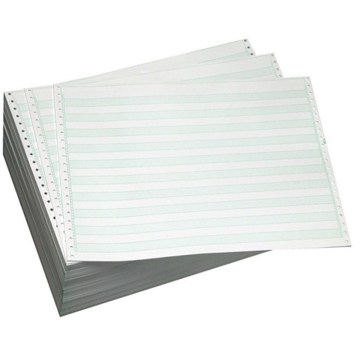 Performance Office Papers 14 7/8" X 8.5" 15lb 1/8" Green Bar Continuous Computer Paper - 3500/Case (1 Ply) (DT9311)