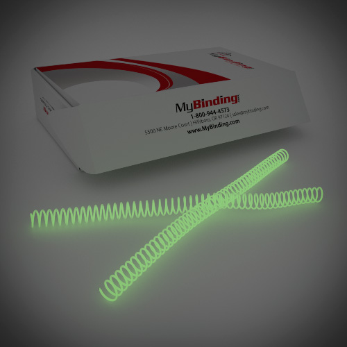 14mm Glow in the Dark 4:1 Pitch Spiral Binding Coil - 100pk (P4GID1412) - $52.09 Image 1