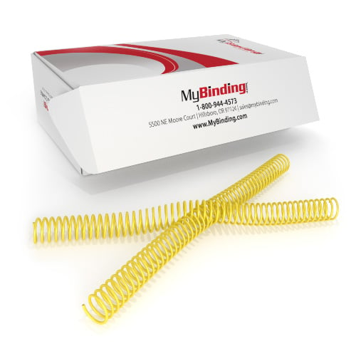 18mm Yellow 4:1 Pitch Spiral Binding Coil - 100pk (P105-18-12), Binding Supplies Image 1