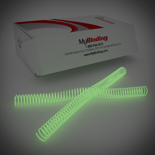 22mm Glow in the Dark 4:1 Pitch Spiral Binding Coil - 100pk (P4GID2212), MyBinding brand Image 1