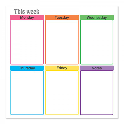 Frameworks 24" x 24" Weekdays Schedule Chart Dry-Erase Static Cling Film - 3pk (FW-90102) Image 1