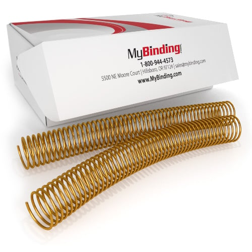 28mm Gold 4:1 Pitch Spiral Binding Coil - 100pk (P107-28-12), Binding Supplies Image 1