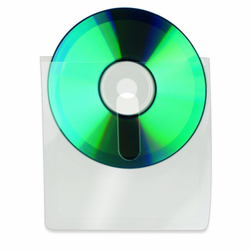 3L Self-Adhesive 5" x 5" CD Pocket with Finger Hole - 1000pk (3L-105-10107), 3L brand Image 1
