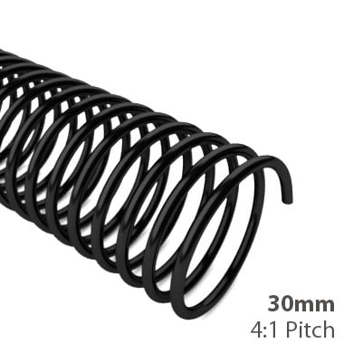 30mm 4:1 Pitch Plastic Spiral Binding Coil - 100pk (MYSBC4-30MM), Binding Supplies Image 1