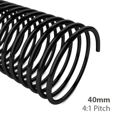 40mm 4:1 Pitch Plastic Spiral Binding Coil (MYSBC4-40MM), Binding Supplies Image 1