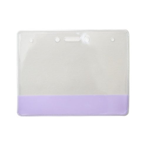 4" x 3" Vinyl Horizontal Badge Holder with Translucent Purple Bar - 100pk (304-CB-PUR) Image 1