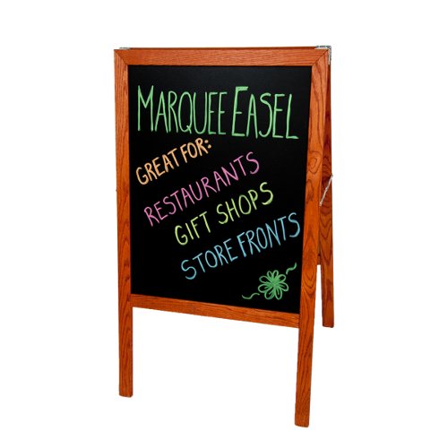 Crestline 42" x 24" Two-Sided Black Dry-Erase Signage Easel w/ Stained Wood Frame (CL-31310) Image 1