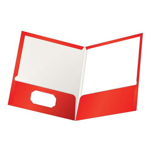 Oxford ShowFolio Red Laminated Letter-Size Two-Pocket Folders - 25pk (ESS-51711) Image 1