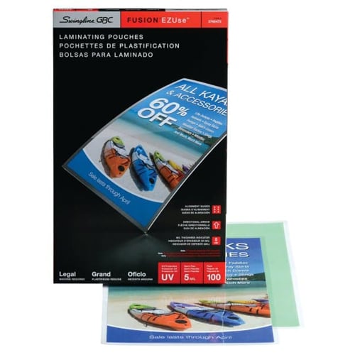 GBC Clear Swingline EZUse 5mil Legal Size Thermal Laminating Pouches 100pk - C (3740473), Laminating Pouches Image 1