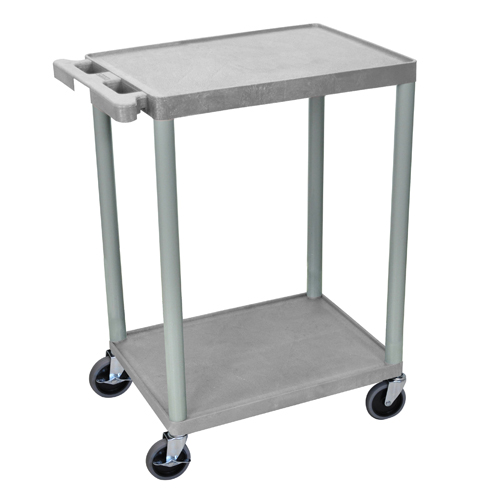 Luxor 24" x 18" Gray 2-Flat Shelf Utility Cart (STC22-G) Image 1