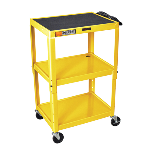 H. Wilson Yellow Adjustable Height 3-Shelf Steel A/V Cart (W42AYE) Image 1
