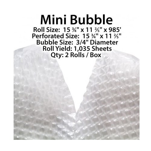 Spiral Mini Bubble Pack Film Roll for Accel Air 1 and Air 3 Packaging Machine (1035pcs/roll) - 2 Rolls (05ACCELAMINI)