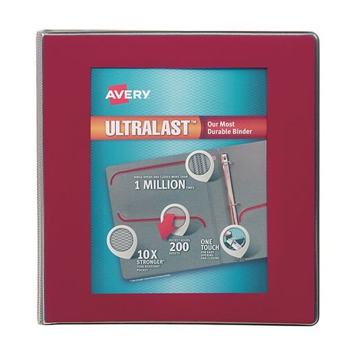 Avery 1-1/2" Red UltraLast Heavy Duty View Binders with One Touch Slant Ring 6pk (AVE-79713)
