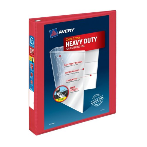Avery Red Heavy Duty View Binders with One Touch EZD Ring (AVE-RHDVBOTEZDR), Avery brand Image 1