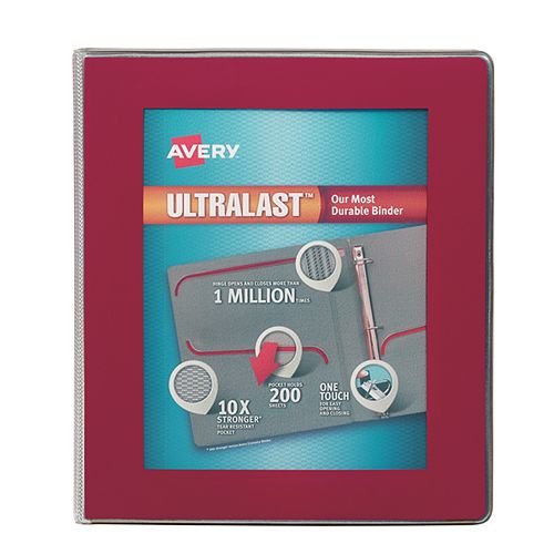 Avery Red UltraLast Heavy Duty View Binders with One Touch Slant Ring (AVE-REDULHDVBOTSR)