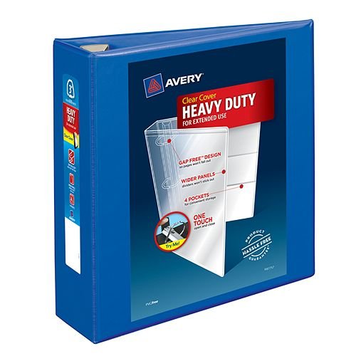 Avery 3" Pacific Blue Heavy-Duty View Binders with Locking One Touch EZD Ring 4pk (AVE-79811) Image 1