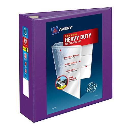 Avery 3" Purple Heavy-Duty View Binders with Locking One Touch EZD Ring 4pk (AVE-79810), Avery brand Image 1