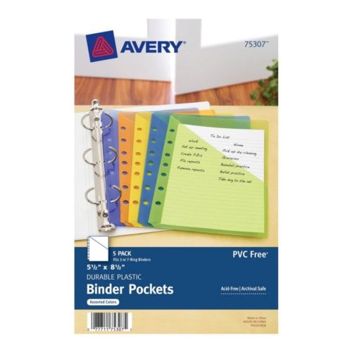 Avery Assorted 7-Hole Punched Mini Plastic Binder Pockets for 5.5