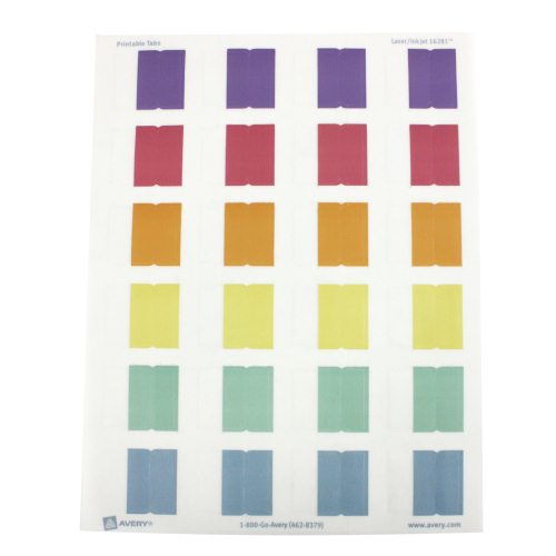 New Avery Assorted Printable Repositional Plastic Tabs (96pk) 16281