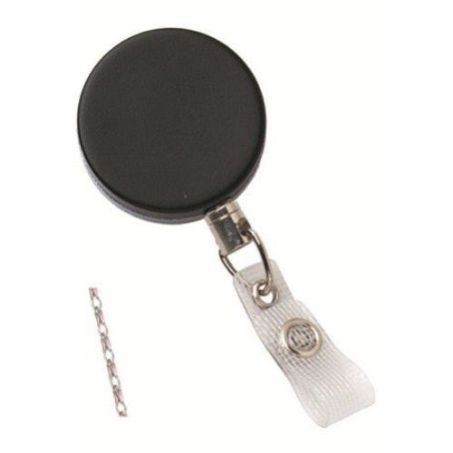 Black Heavy Duty Reinforced Badge Reel with Chain Cord - 25pk (2120-3375), Id Supplies Image 1