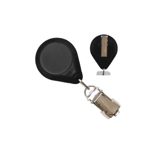 Black Premium Twist-Free Badge Reels With Card Clamp and Swivel Clip - 25pk (609-IK6-BLK) Image 1