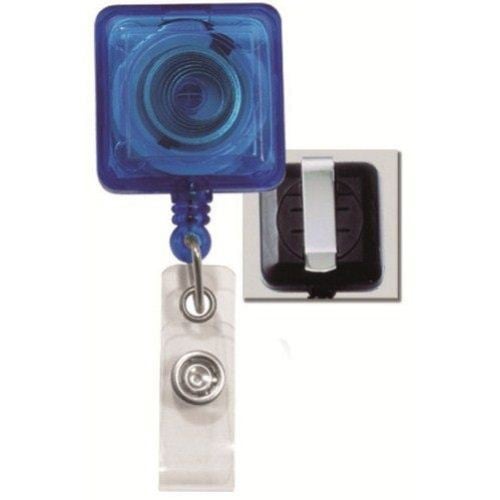 Blue Translucent Square Badge Reel with Belt Clip - 25pk (2120-3862)
