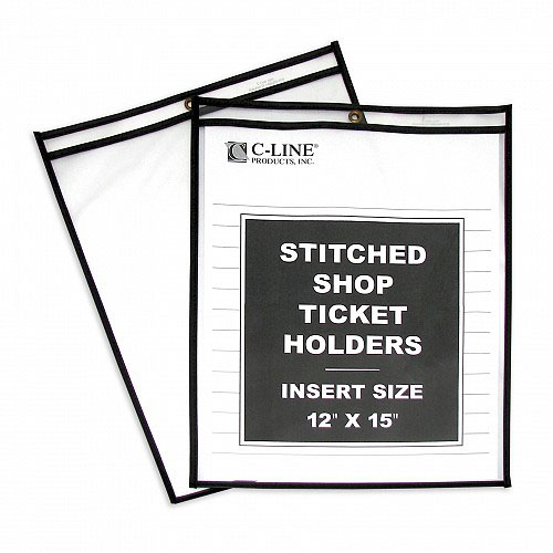 C-Line Clear 12" x 15" Stitched Shop Ticket Holders 25pk (CLI-46125)