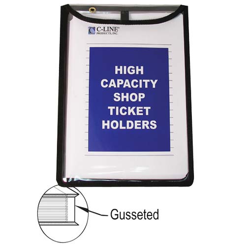 C-Line Clear 9" x 12" x 1" Gusseted Stitched Shop Ticket Holders 15pk (CLI-39912)