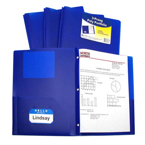 C-Line Two-Pocket Heavyweight Poly Blue Folder with Prongs 25pk (CLI-33965)