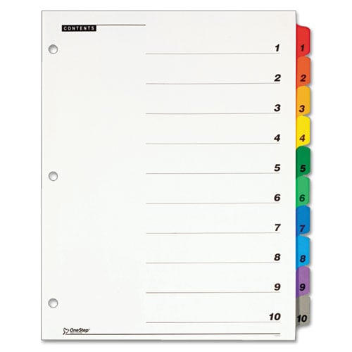 Cardinal Multi-Color Printable Table of Contents/10 Tab Divider 24 sets - CB (CRD-61018)