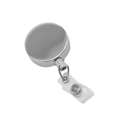 Chrome Metal Badge Reel with Wire Cord - 25pk (MYID505HWCRM) Image 1