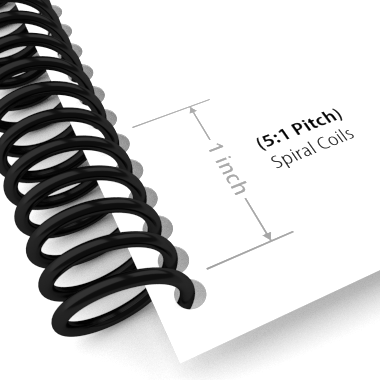 Recycled Spiral Coil Binding Spines 9mm 11//32 x 12 Black 4:1 pk of 100