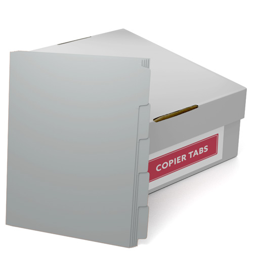 90lb Gray Plain Paper Copier Tabs - 1 Carton (B90-GRAYXXX), Copier Tabs Image 1