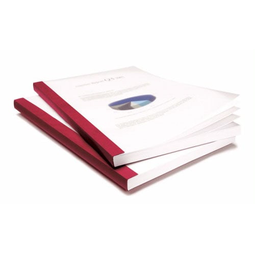 Coverbind 3/8" Burgundy Clear Linen Thermal Covers 70pk - 575603 (08CB38BURG) Image 1